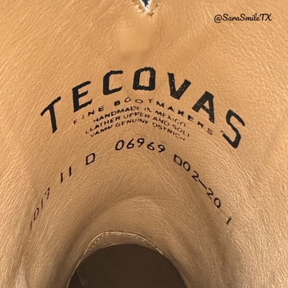 TECOVAS The Carter Mens Black Handmade Full-Quill Ostrich Cowboy Boots - Picture 11 of 14